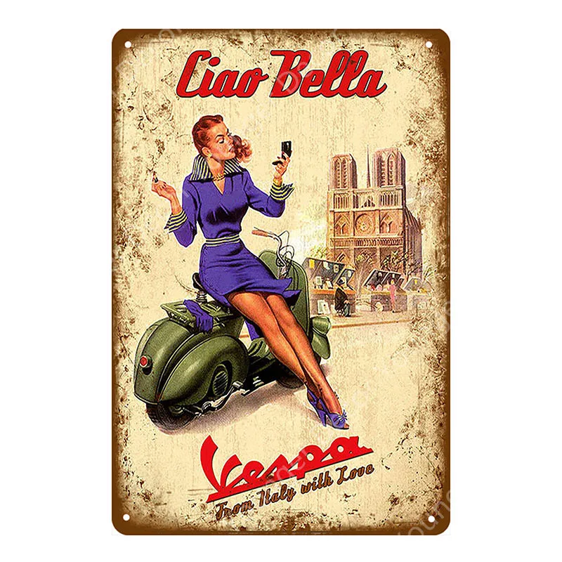 Винтаж ретро сексуальная леди Pin Up девушка живопись оловянные знаки металлический плакат стикер стены бар кофе дом клуб домашний декор YI-076 - Цвет: YD3166EI