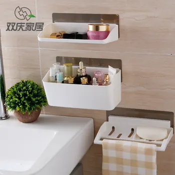 

Shuangqing Home Multifunctional Shelf Kitchen And Bathroom Universal Powerful Suction Cup Does Not Hurt The Wall Simple 3-Piece