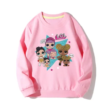 

Spring Autumn girls Sweaters Cotton Knitted Tops Kids Pullover Clothes Children Cartoon LOL T-shirt lol doll Clothing