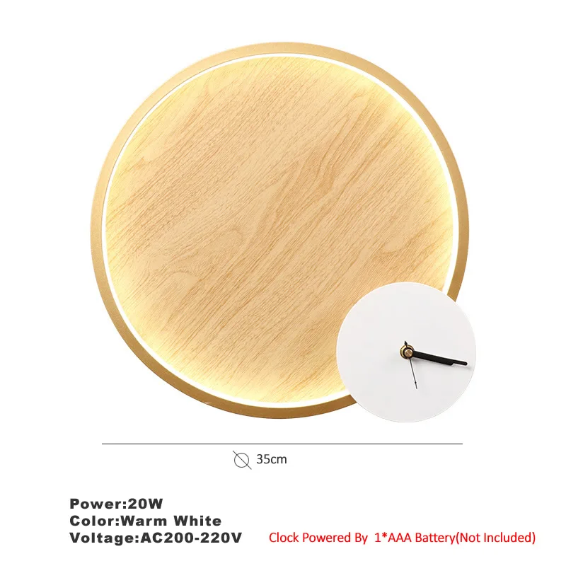 Apextech деревянный настенный светильник современный скандинавский стиль E26 E27 лампа настенный светильник с матовым стеклом+ деревянный прикроватный ночной Светильник для дома - Цвет абажура: Round Clock Light