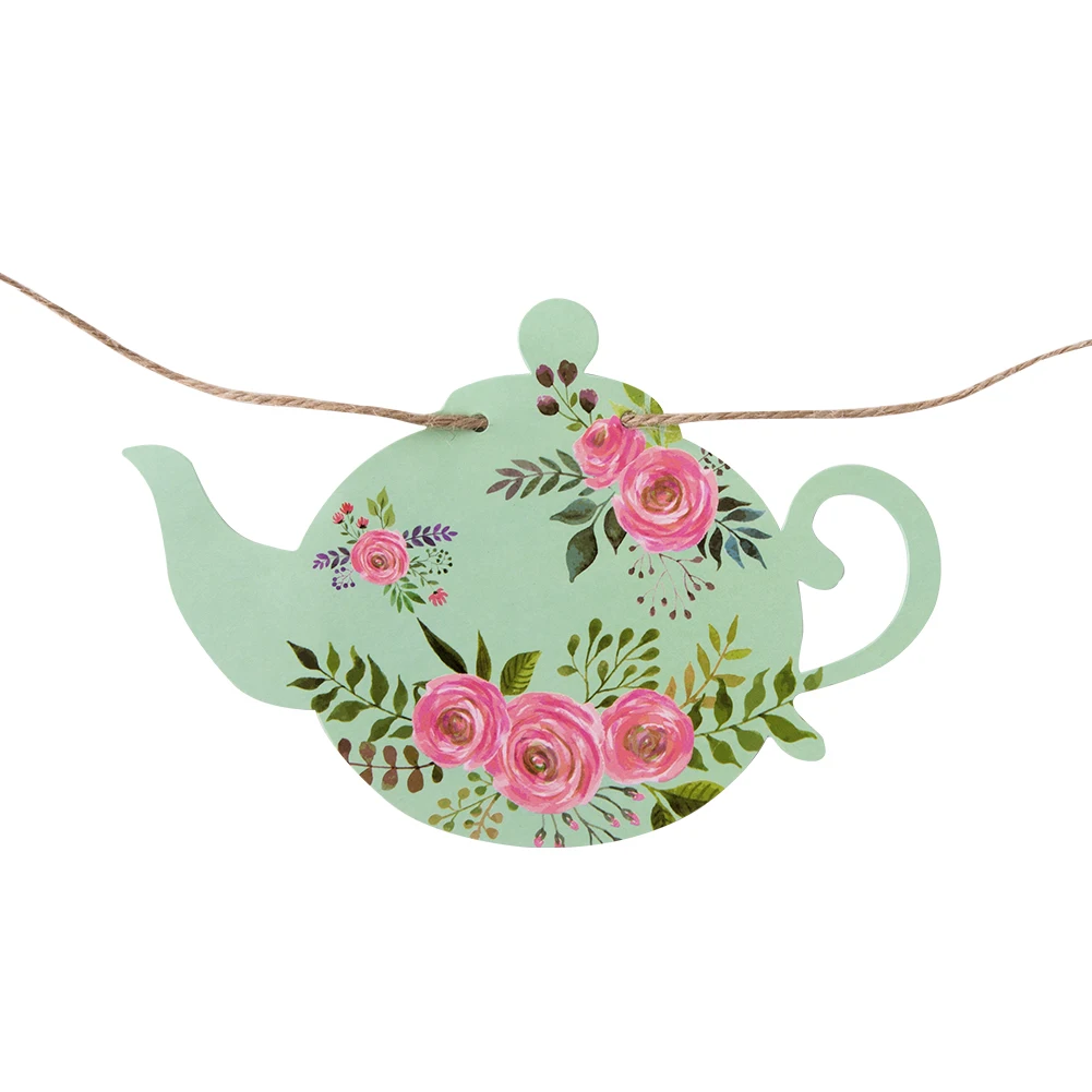 Винтажный цветочный чайный горшок, чайная чашка, бумажный баннер, гирлянда, овсянка, чай, вечерние, свадебные, для вечеринки, дня рождения, домашний декор