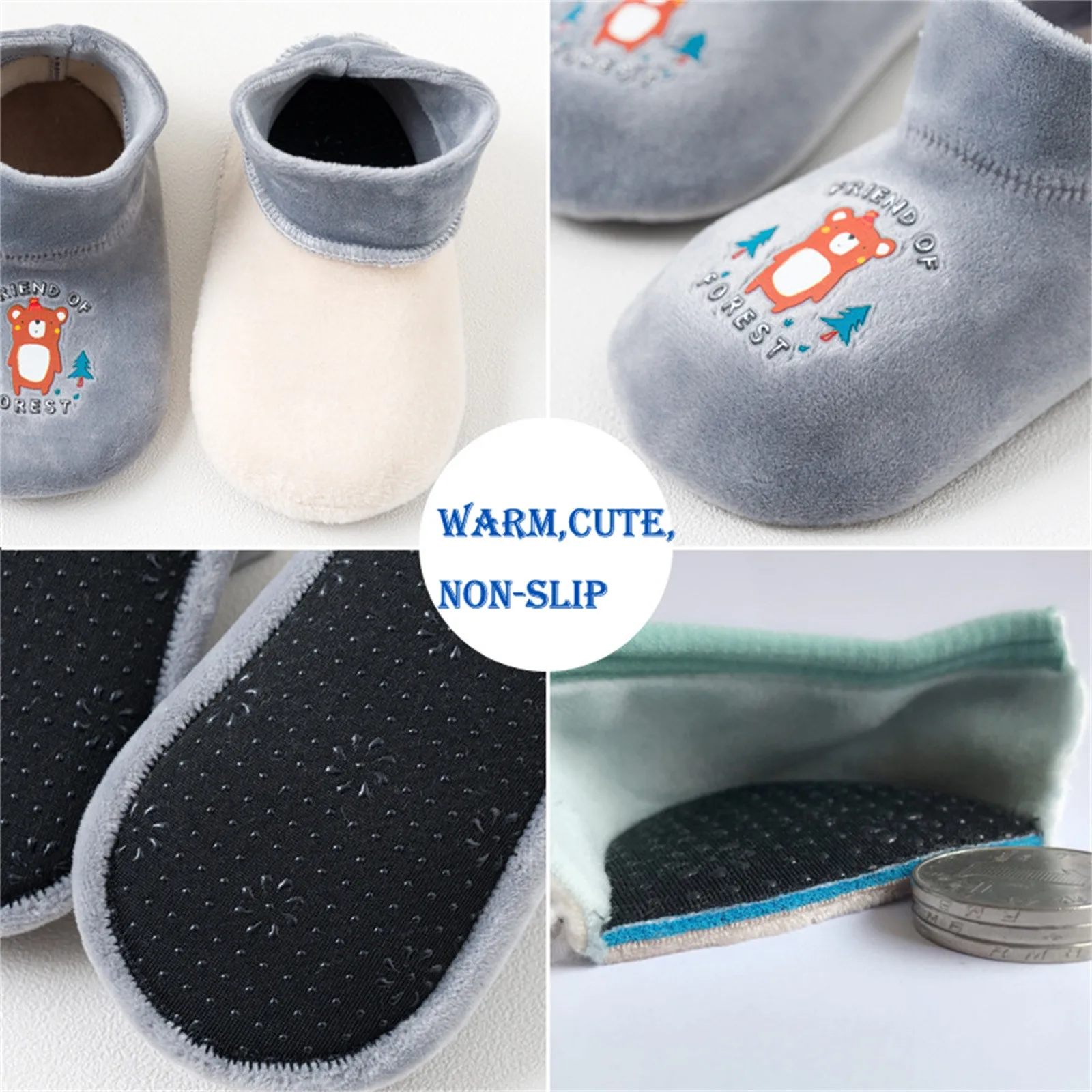 0-4 Years Cotton Baby Boys Girls Socks Rubber Non-Slip Floor Socks Cartoon Animal Pattern Kids Autumn Winter Kid Foot