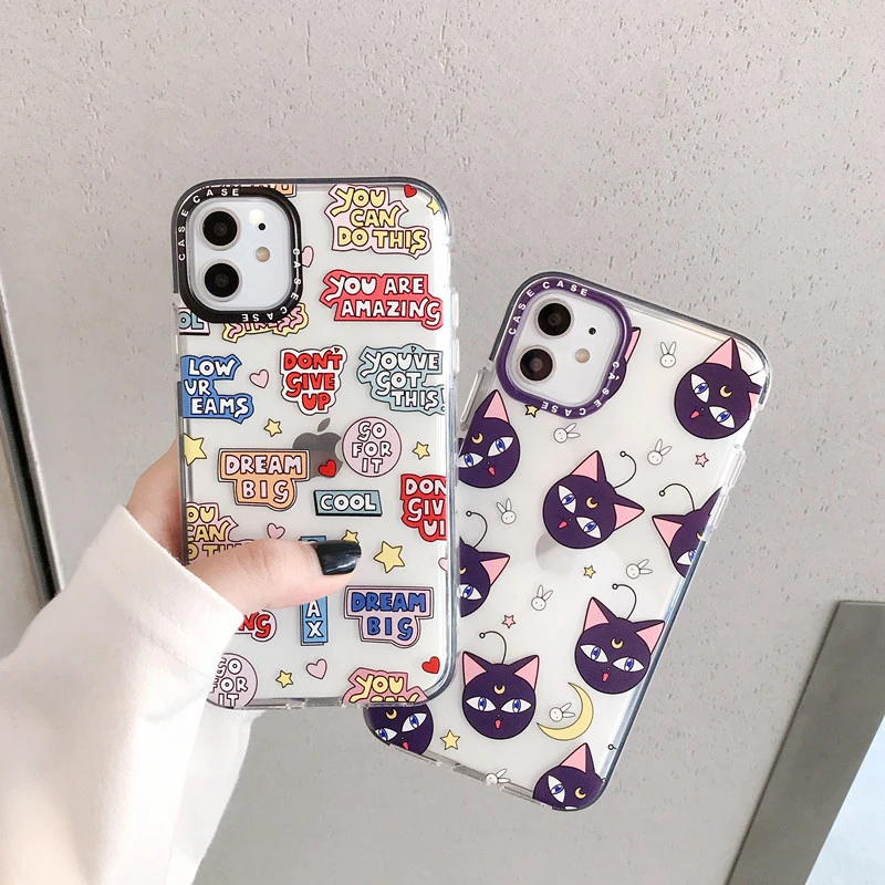 Cute Cartoon Black Cat Soft Clear TPU Cases For iPhone 6S 8 7 Plus Back Coque 11 Pro Max X XS XR Phone Case Cover |