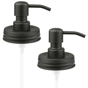 

Soap Dispenser Lids Stainless Steel Lotion Dispenser Pump Replacement Mason Jar Bathroom Kitchen Accessories with Extra Tube