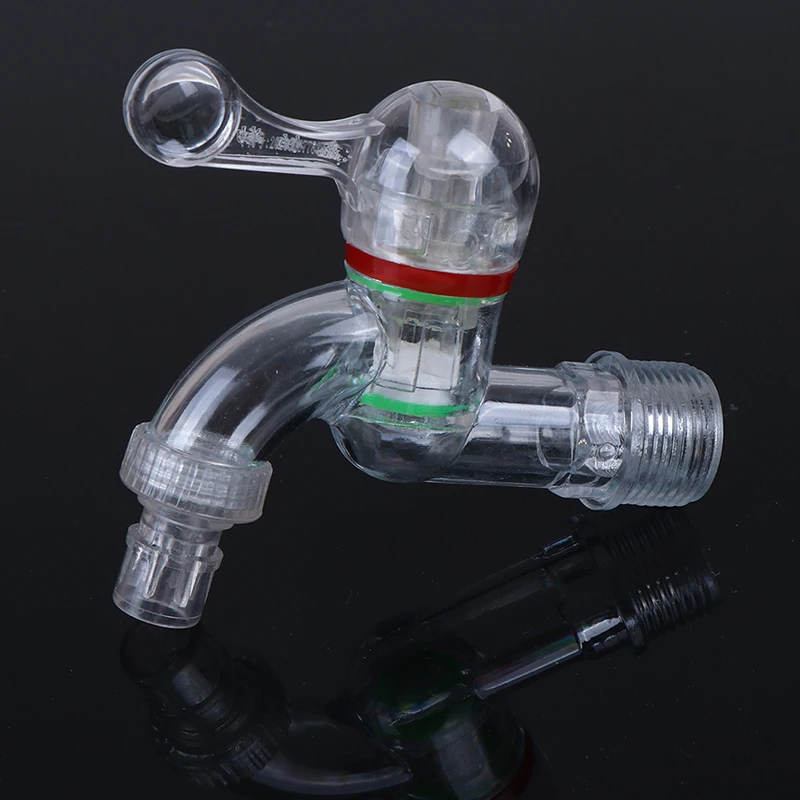 

1pc Plastic 15mm,20mm Male Thread Transparent Faucet Washing Machine Water Valve PC Water Tap Garden Irrigation Connector
