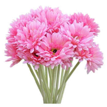 

Promotion! 19 Pcs Artificial Silk Flower Wedding Party Home Bridal Bouquet Decor Gorgeous, 10 Pcs Gerbera Daisy Flower Pink & 1