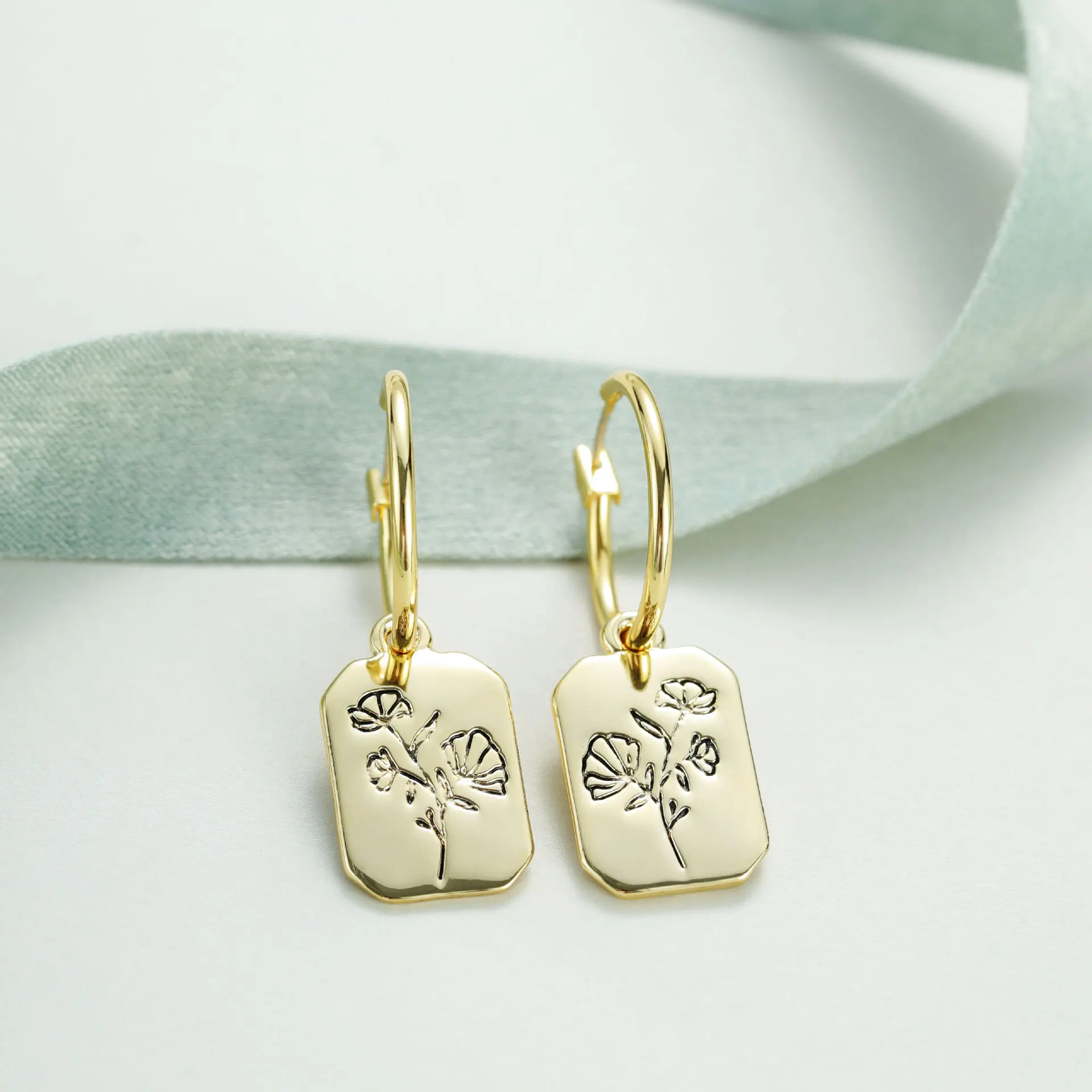 

Mystic Geometric Pendent Earring Magic Maker Lucky Flower Dangle Drop Earrings copper plated 18K Gold hoop Earring women