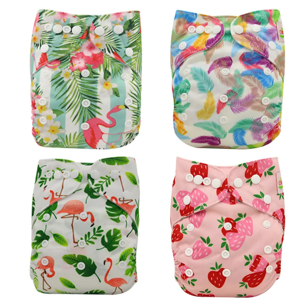 

4PCS/SET Newborn Cloth Diaper Washable Pocket Diapers One Size Cover Wrap PUL Baby Cloth Diapers Training Pants