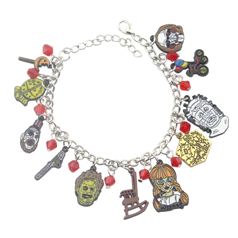Браслеты из серии ужасов Annabelle Conjuring Captain Spaulding Hellraiser Leatherface Sam Doll Saw Charm Bracelet подарок