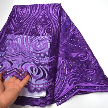 

Latest African Lace Fabric 2020 High Quality Lace Embroidery French Mesh Nigerian Lace Fabrics with stones Material-NT1204