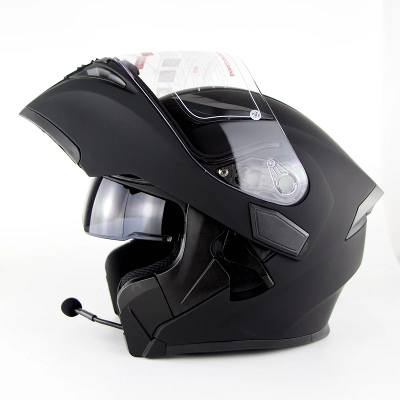 Soman Fullface шлем Bluetooth гарнитура Casco Abs Capacetes Para Moto двойной козырек Casco Moto Capacete Bluetooth мотоциклетные шлемы - Цвет: Matte Black