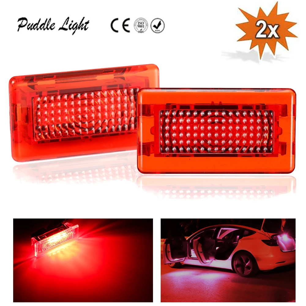 

2pcs Red Lights LED Car Door Warning Light Upgrade Kit Compatible with Tesla Model S & X Replacement, No Drilling