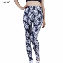 

YSDNCHI New Arrival Women Leggings Workout Sport Leggin Flowers Print Stretch Fitness Running Pants High Waist Push Up Trousers