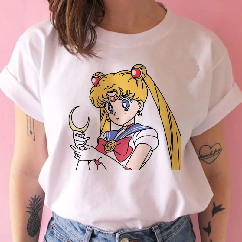 Lus Los I hate mondays Sailor Moon Женская Футболка harajuku короткий рукав забавная футболка Ulzzang футболка с милым котом футболки с героями мультфильмов - Цвет: XWT1379