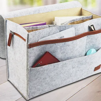 

Felt Bedside Caddy with Extra Pockets Storage Organizer Holder Bag for Phone Magzine J9