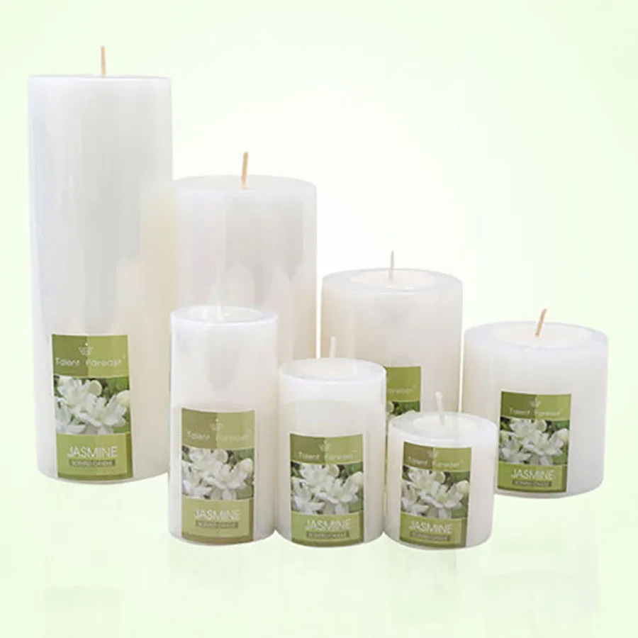 

Plant Jasmine Candle White Light Romantic Long Pillar Scented Candles Birthday Tea Light Candele Decorative Candles ALZ875