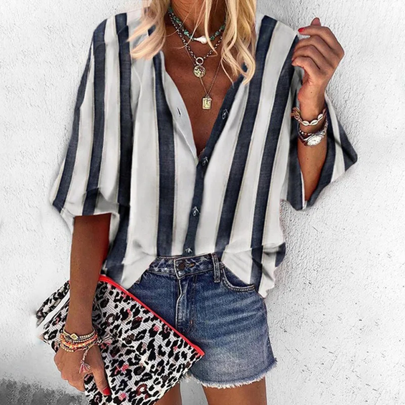 

Fashion Striped Blouse Women Long Sleeve Buttons Shirt Femme Top Mujer Elegant Womens Tops And Blouses Plus Size 5XL Blusas 2019