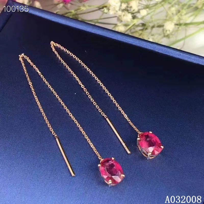 

KJJEAXCMY 925 sterling silver natural ruby gemstone earrings new ladies luxury eardrop ear line support test