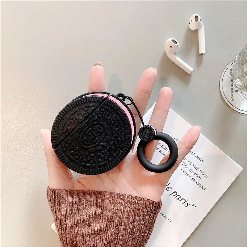 Забавные 3D чехлы для наушников Oreo с кольцом для Apple Airpods 1/2, милые силиконовые защитные чехлы для наушников