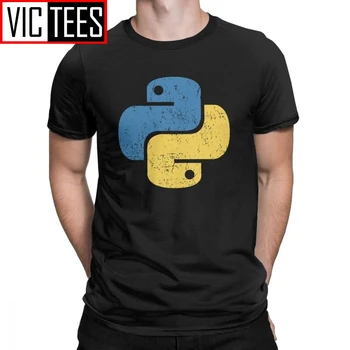 

Vintage Python T-Shirt for Men Crew Neck Cotton T Shirt Distressed Programming Programmer Developer Tee Europe Sweatshirt