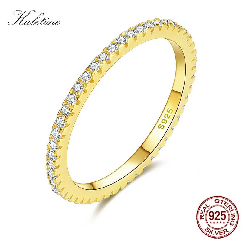 Yellow Gold TONGZHE ручной работы простые 925 пробы серебряные кольца для женщин австрийский кристалл розовое золото черный цвет свадебные украшения - Цвет основного камня: Yellow Gold