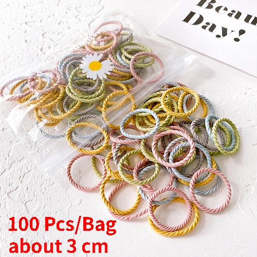 50/100 Pcs/Box New Children Cute Colors Soft Elastic Hair Bands Baby Girls Lovely Scrunchies Rubber Bands Kids Hair Accessories Thread Mix 100Pcs