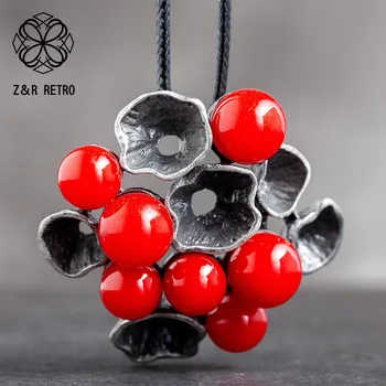 

Vintage Long Necklace for Women Flower Bijouterie Female Pendant Jewelry on the Neck Decoration Gifts Massive Lovers Gift 2020