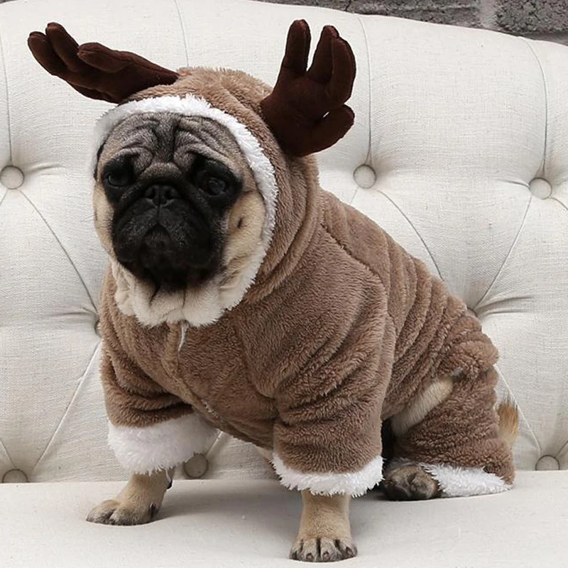 

Autumn Winter Warm Fleece Pet Dog Clothes for Small Dogs Christmas Dog Costume Jumpsuit Puppy Coat Jacket Chihuahua Pug Clothing