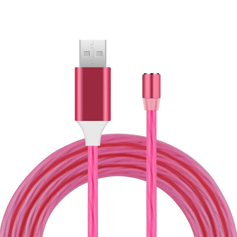 1 м 360 ° светодиодный плавный свет Магнитный type-C USB-C Micro USB Android зарядный кабель для iPhone X 8 7 6 для samsung S8 LG - Цвет: Red Cable Only