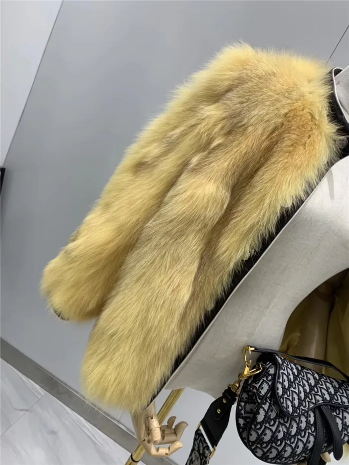 Abrigos mujer invierno шуба из натурального Лисьего меха женская зимняя короткая Повседневная мотоциклетная Лоскутная куртка из натуральной кожи Верхняя одежда