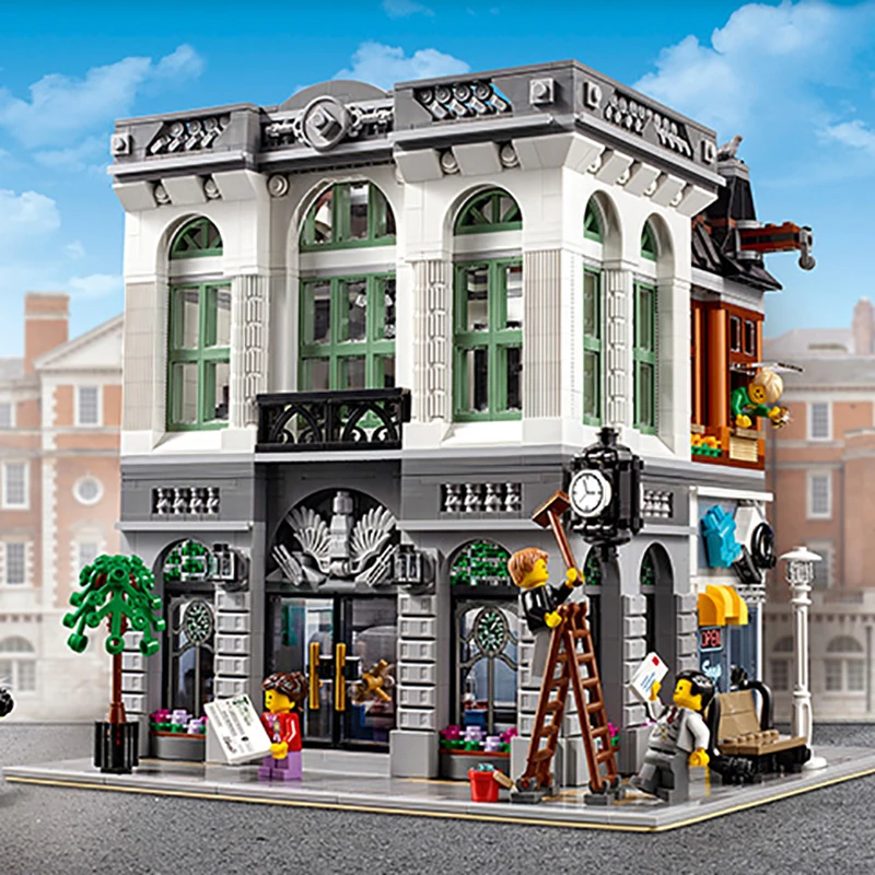 

DHL 15001 2418Pcs The Brick Bank Model Building Kits Blocks Bricks Toy Compatible With Legoinglys 10251 Educational Kids Gifts