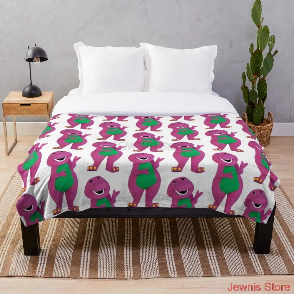 Barney The Dinosaur Throw Blanket Soft Warm Coral Fleece Plush Throw