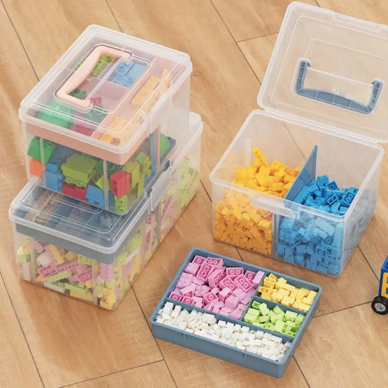 Adjustable Kids Building Blocks Storage Box Toy-Compatible Storage  Container Plastic with Handle Grid Children's Toy Organizer - AliExpress