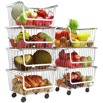 

304 Stainless Steel Kitchen Shelf, Vegetable Basket, Floor To Floor, Multi-layer Fruit And Vegetable Storage Basket,