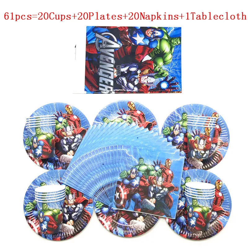 Platos de cumpleaños con temática de Superhéroes para niños, tazas, servilletas, conjunto de decoración de fiesta, suministros para fiestas de bebé, suministros para fiestas de cumpleaños y eventos