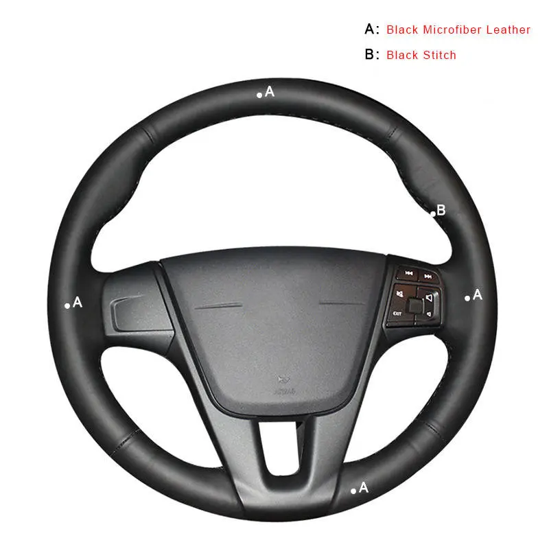 Microfiber Leather Авто оплетка на руле Крышка для Volvo S60 V40 V60 V70 XC60 DIY интерьер автомобильные аксессуары оплетка автостайлинг - Название цвета: Microfiber Leather