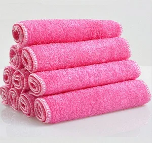 Новое квалифицированное высокоэффективное антижировое цветное блюдо из бамбукового волокна, моющее полотенце, волшебное кухонное очищающее тряпка - Цвет: rose