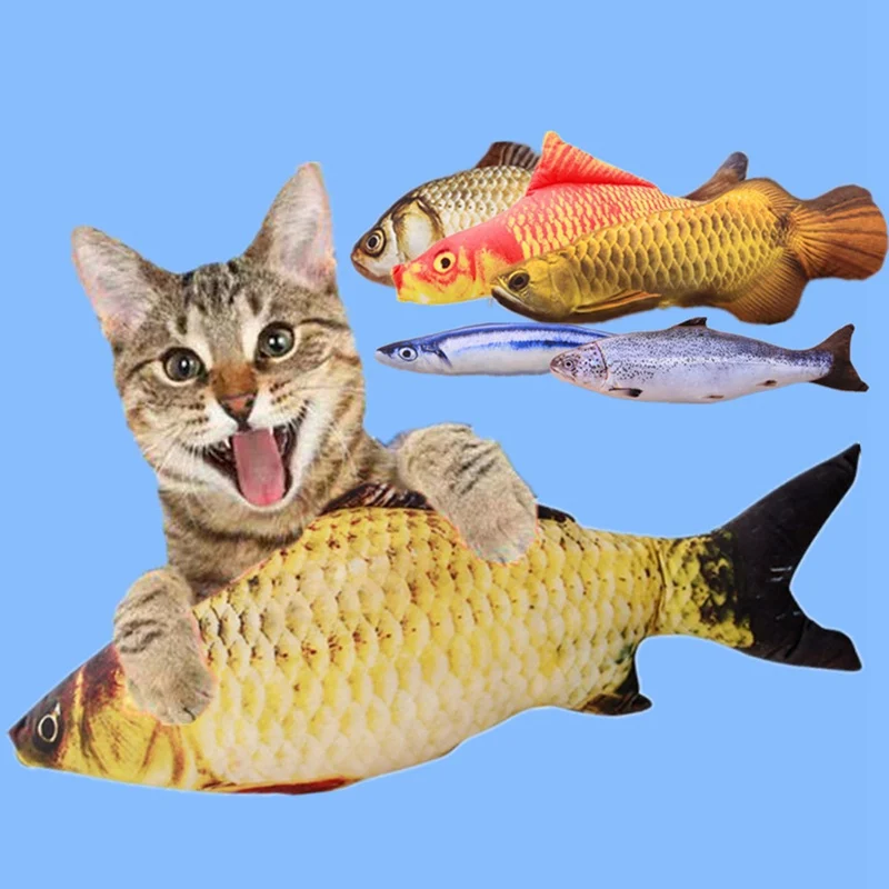 

3D Soft Plush Fish Shape Pet Toy Bite Resistant Catnip Pet Cat Interactive Toy Simulation Fish Chew Toy Pet Playing Toy