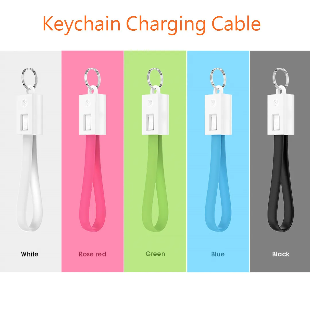 

Portable Lanyard USB Cable Type C Kable Micro USB C Cabel Keychain Charging Cable Multi-Function Rainbow Sync Data line charge