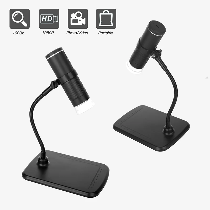 

HD1080P 2MP Multifunctional Digital Microscope Camera WIFI 1000X Electronic Microscopes 8 Adjustable Brightness LED Light