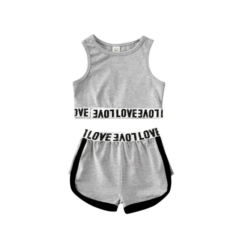 Summer 0 5Y Toddler Kid Baby Girl Cool Style Sports Clothes Set Sleeveless Crop Tops Shorts