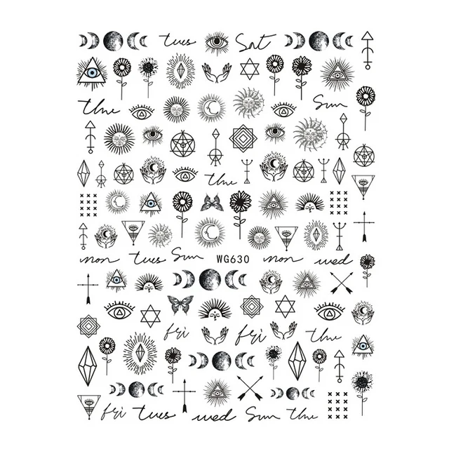 10PCS Brand Snake Sun Eagle Nail Art Sticker Color Eye of the World Nail Art Decoration Repair Decal Slider WG630