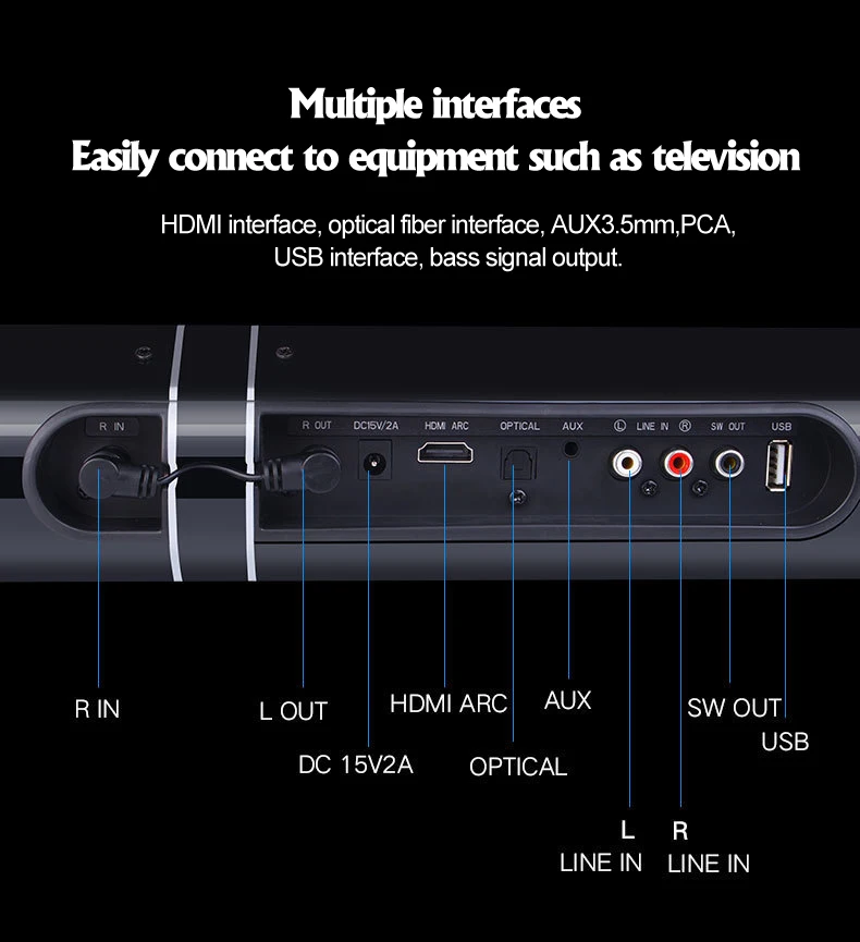  Soundbar TV Subwoofer Multifunction Bluetooth Speaker Foldable and Detachable Home Theater Sound St