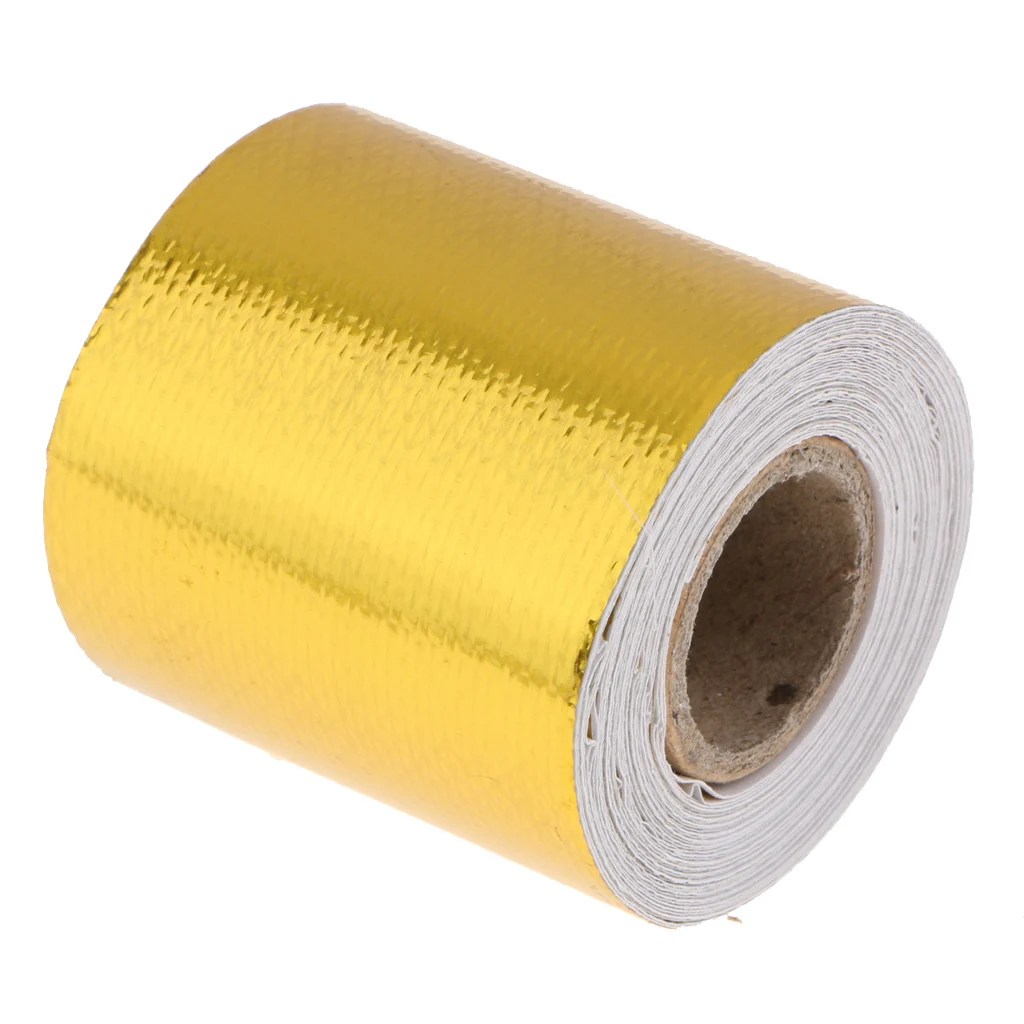 5 м высокотемпературная теплоотражательная лента с клейкой основой для защиты двигателя-Золотой