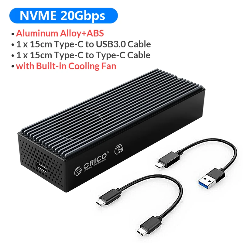 ORICO LSDT 20Gbps M.2 NVME SSD Case USB3.2 GEN2 x2 Type-C M2 NVME SSD Enclosure For M.2 NVME 2230 2242 2260 2280 SSD Up to 2TB 