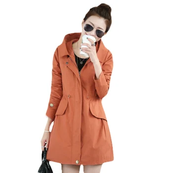 

2020 New Spring Autumn Women Trench Coat Casual Plus Size 4XL Hooded Female Long Windbreaker Coat Feminine Slim Outerwear тренч