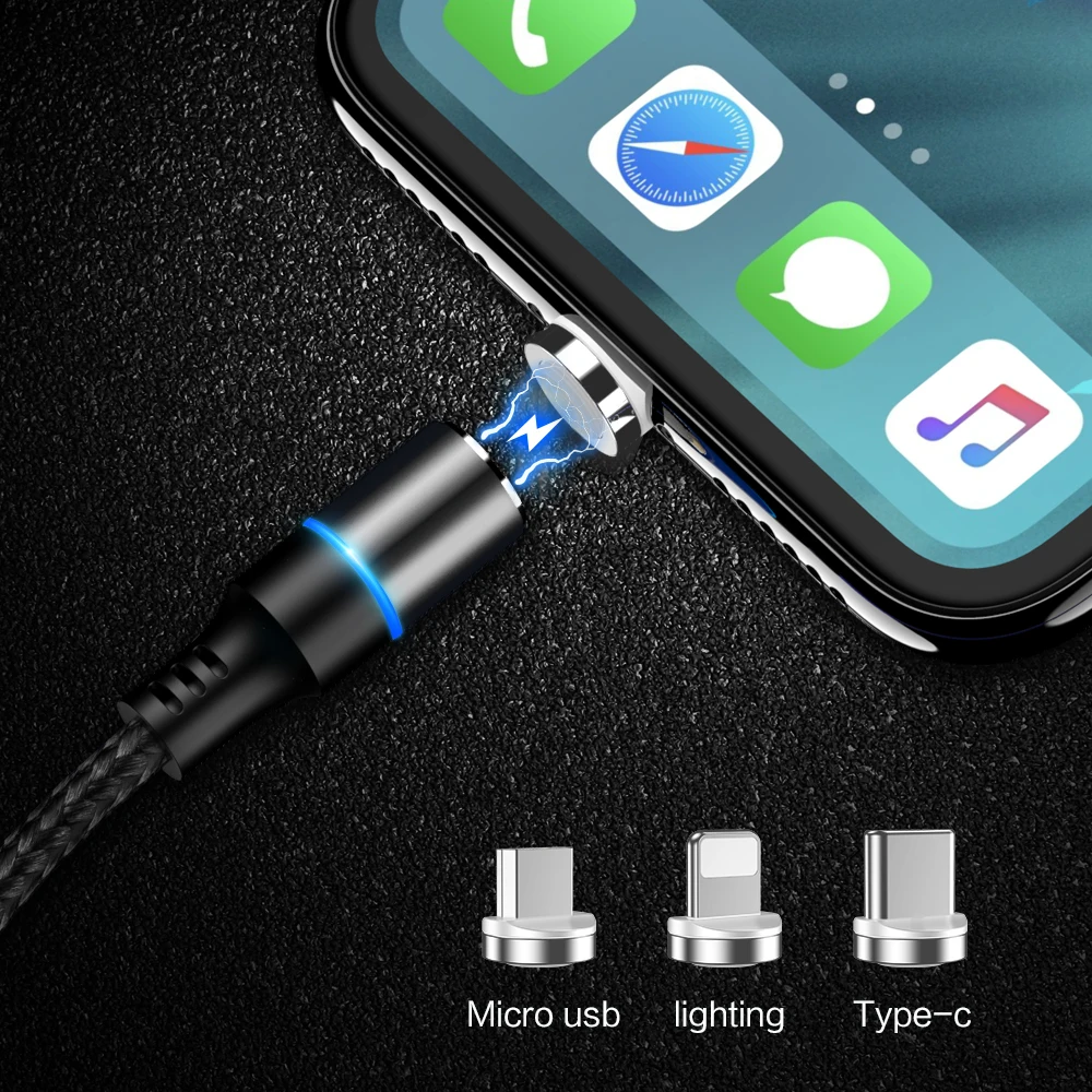 KISSCASE Магнитный Micro usb type-C кабель для samsung светодиодный магнитный Адаптер зарядного устройства Micro usb type-C кабели для телефонов для iPhone
