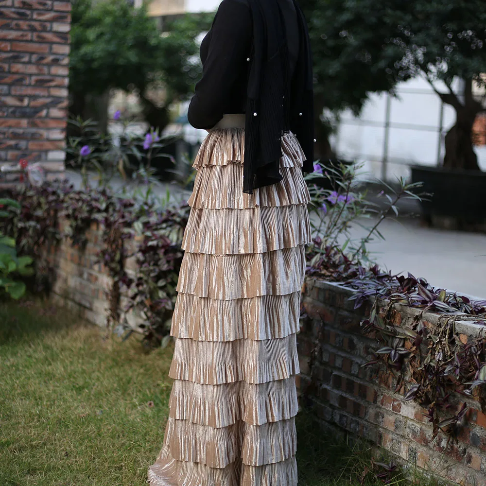 Faldas Mujer Moda размера плюс высокая талия юбка-пачка Макси плиссированная юбка женские длинные юбки женская мусульманская одежда Jupe Longue Femme