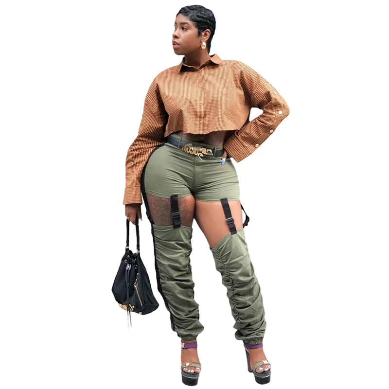 

New Arrival Casual Adjustable Stacked Trousers without Belt Pants