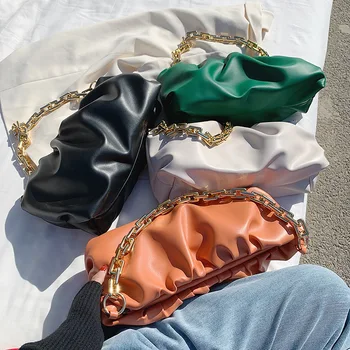 

Fashion Shoulder Bag Chic Women Underarm Package Ins Big Capacity Bucket Bags Thick Chain Handbags Party Clutch Bolsos Mujer